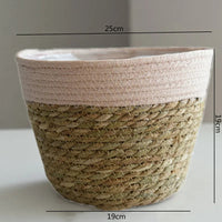 Straw Weaving Flower Plant Pot Basket Grass Planter Basket Indoor Outdoor Flower Pot Cover Plant Containers for Plantable Plants Quick Pick Grocers