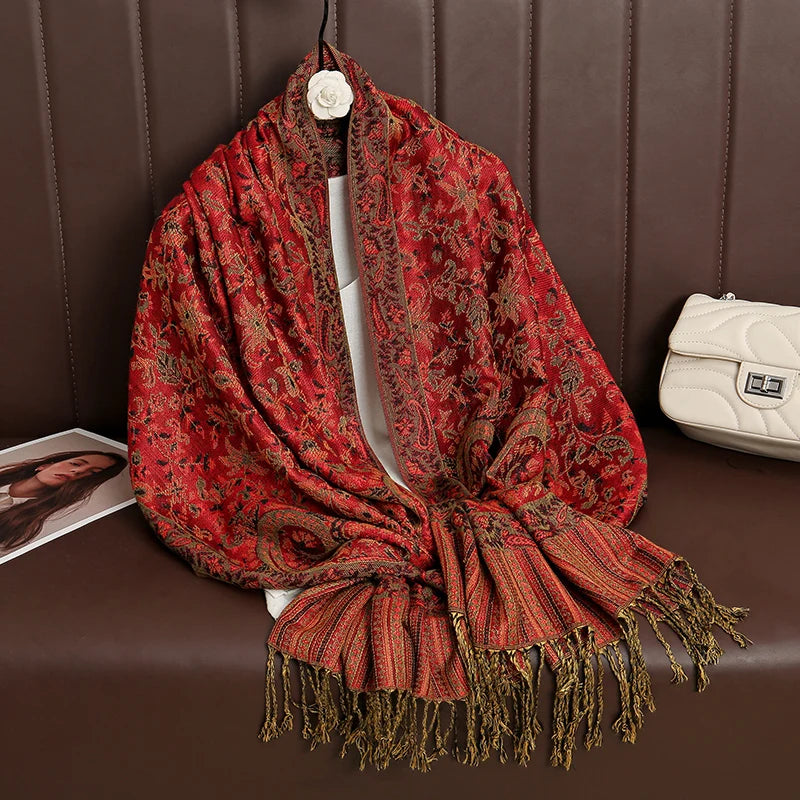 Luxury Brand Autumn Cashmere Pashmina Shawl Lady Wrap Warm Winter Scarves Design Print Female Foulard Cotton Stoles Scarf 2023 Quick Pick Grocers