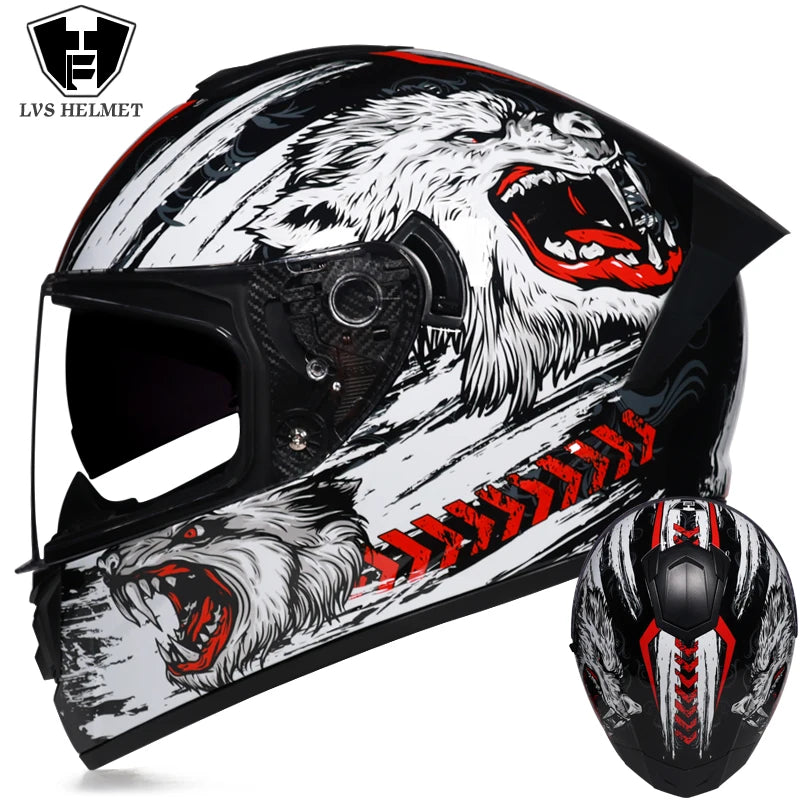 Full Face Racing Helmets Winter Warm Double Visor Motorcycle Helmet Motorbike Sports helmet LVS-701