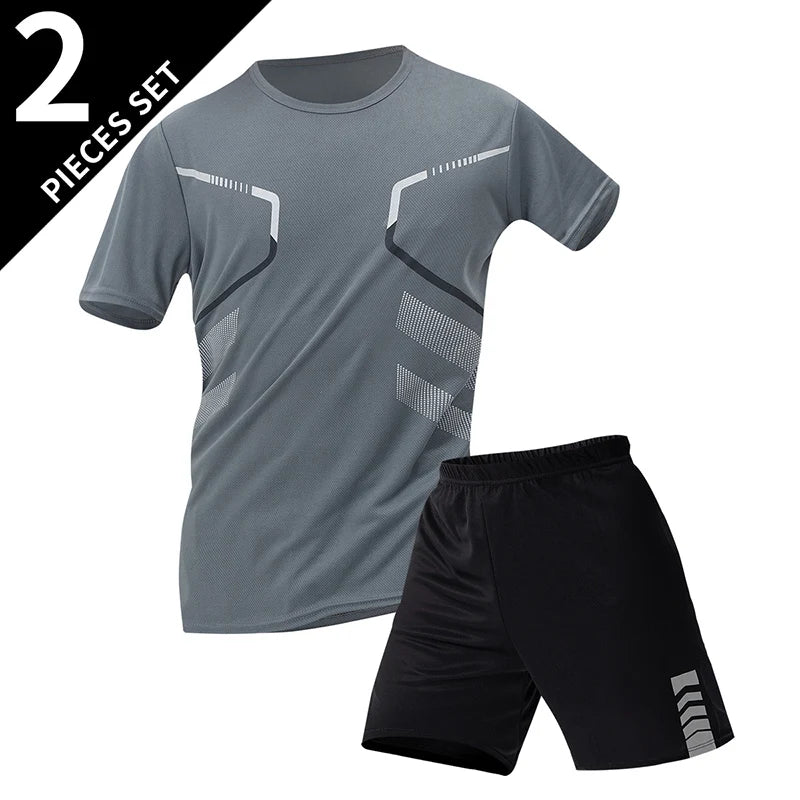 2/4/6 Pcs Plus Size Men's Quick-drying Short-sleeved Shorts Suit Men's Leisure Sports Running Fitness T-shirt Joker Shorts Teen Quick Pick Grocers