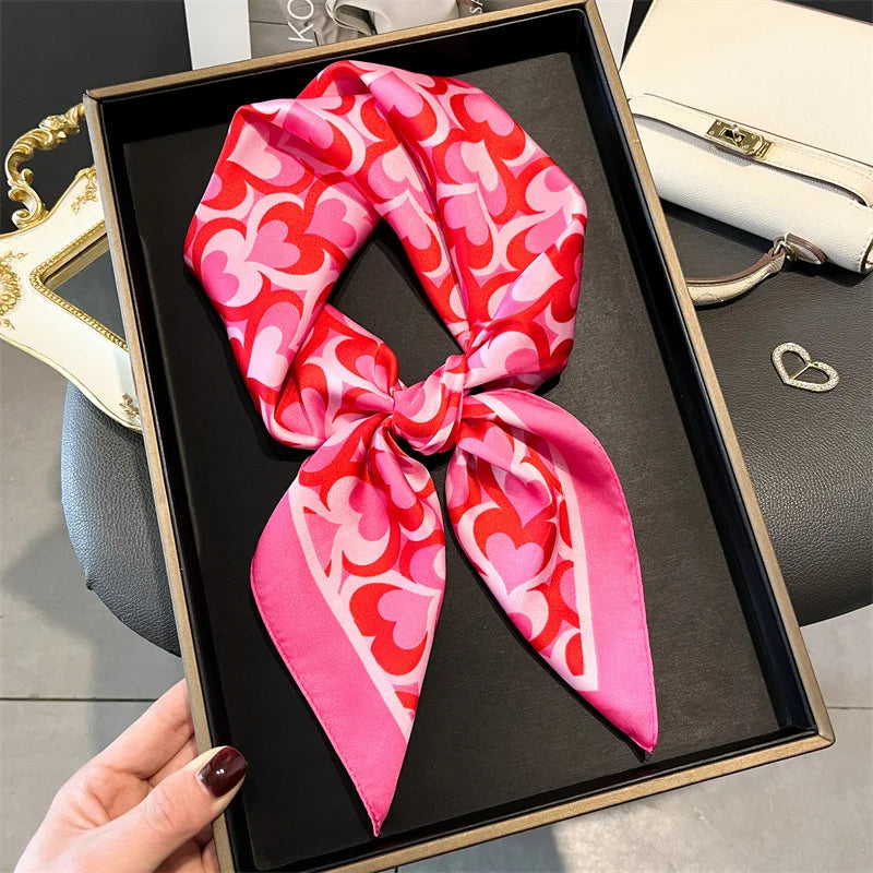 2025 New Fashion 70X70cmPrinted Women's Scarf Pashmina Silk Scarf Square Shawl Decorative Headband Neck Luxury Design Bandana Quick Pick Grocers