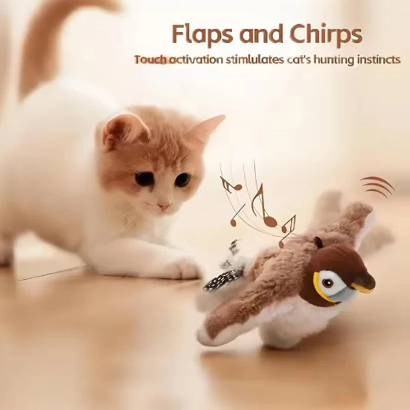 New Simulated Bird Cat Toy Interactive Toys Dog Rechargeable Chirping Flapping Bird(no Flying) Touch Activated Plush Toy Pet Quick Pick Grocers