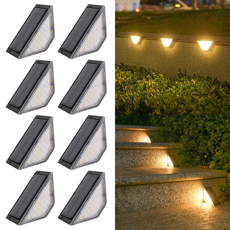 8Pcs LED Solar Step Lights, Waterproof Outdoor Stair Lights, Solar Deck Lights Outdoor Solar Landscape Lighting for Yard, Patio Quick Pick Grocers