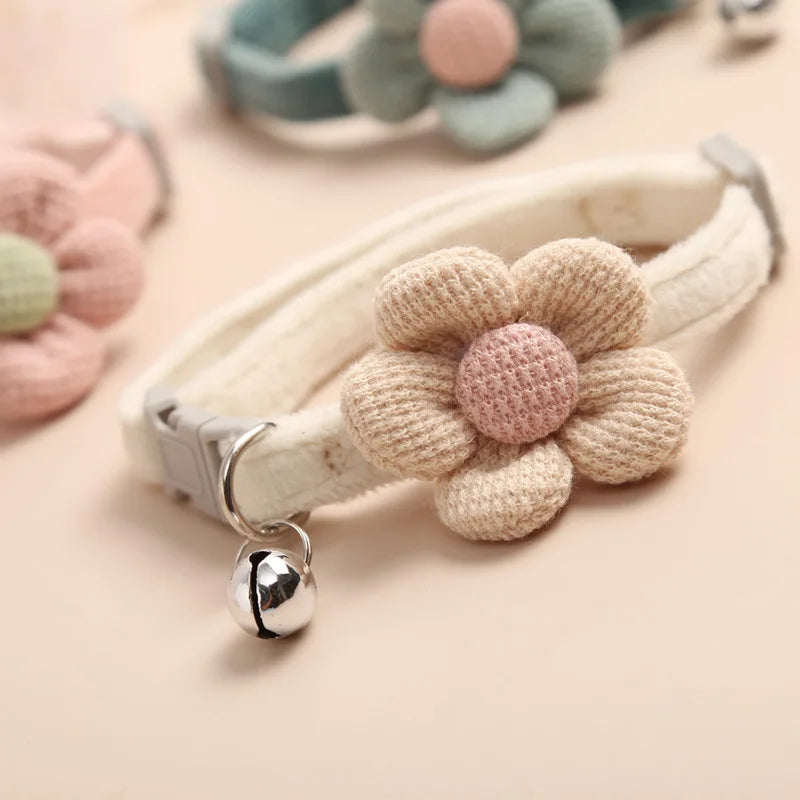 1Pc Cat Collar with Cute Flower  Adjustable Buckle Cat Collar Bell Collar Cat  Small Pet Supplies  Kitten Collar  Small Dog Acce Econic Blanks