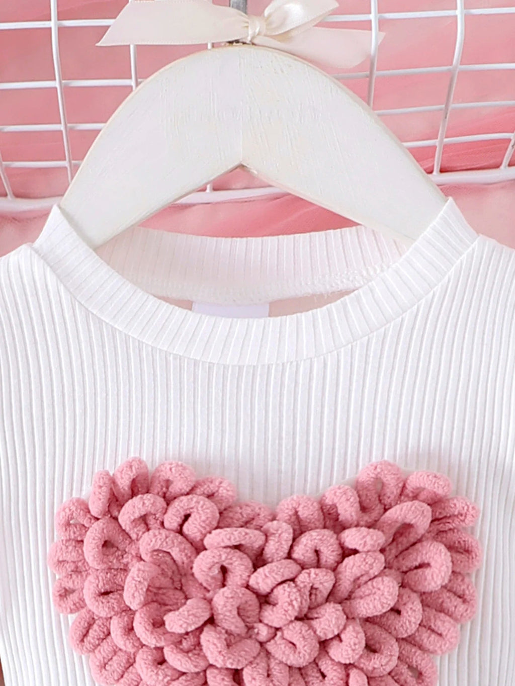2PCS Winter New Style For 0-3 Year Old Girls, Comfortable Sweet And Cute Bubble Sleeves, Love Chapter Top + Pink Short Skirt Set Econic Blanks