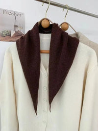 New Women Wool Scarf Shawl Winter Warm Soft Knitted Striped Triangle Fashion Brand Bandana Lady Wool Scarves Quick Pick Grocers
