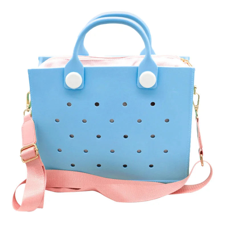 EVA Large Leather Shoulder Bag Handbag Tote Bag Storage for Women Casual Waterproof Beach Bag Hole Fit Charm Fashion Storage Bag Quick Pick Grocers
