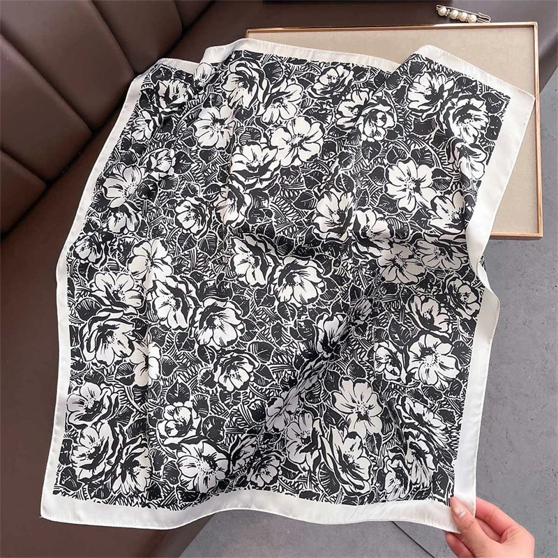 2025 Silk Shawl Print Headscarf Cat Hair Wrap Neckerchief Female Satin Square Scarf For Women Headband Foulard Hijab Bandana Quick Pick Grocers