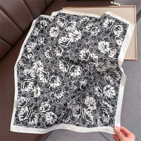 2025 Silk Shawl Print Headscarf Cat Hair Wrap Neckerchief Female Satin Square Scarf For Women Headband Foulard Hijab Bandana Quick Pick Grocers