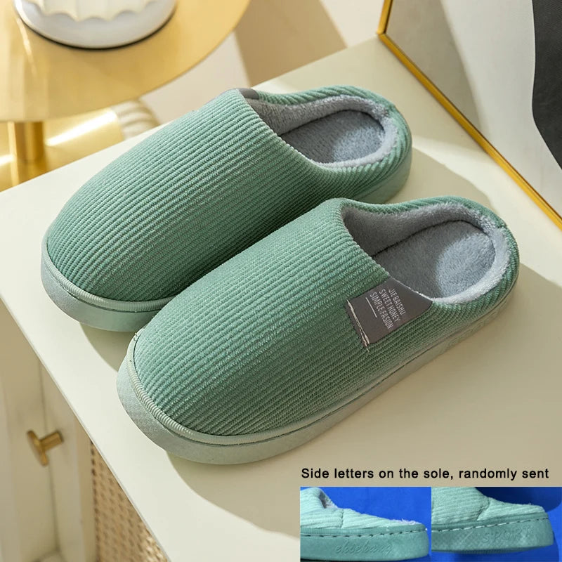 Thick Sole Home Indoor Outside Men And Women Couples Winter Household Warm Fluffy Slippers High Heels Plush Cotton Shoes Ladies Purest Peak