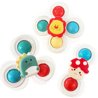 3PC Set Suction Cup Spinning Cartoon Animal Spinner Toys For Kids Window High Chair Tray Bath Table Travel for Children Gift Purest Peak