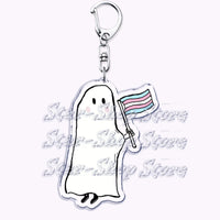 Cute Lgbt Halloween Keychain for Accessories Bag Gay Pride Lgbtq Spooky Ghost Lesbian Keyring Jewelry Rainbow Fans Friends Gifts Quick Pick Grocers