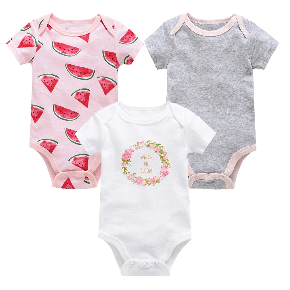 3/6 pcs a lot Baby Girls Clothes  pour nouveaux Cotton Short Sleeve Girl Bodysuit 0-12 Months Newborn Boys Clothing Toddler Econic Blanks