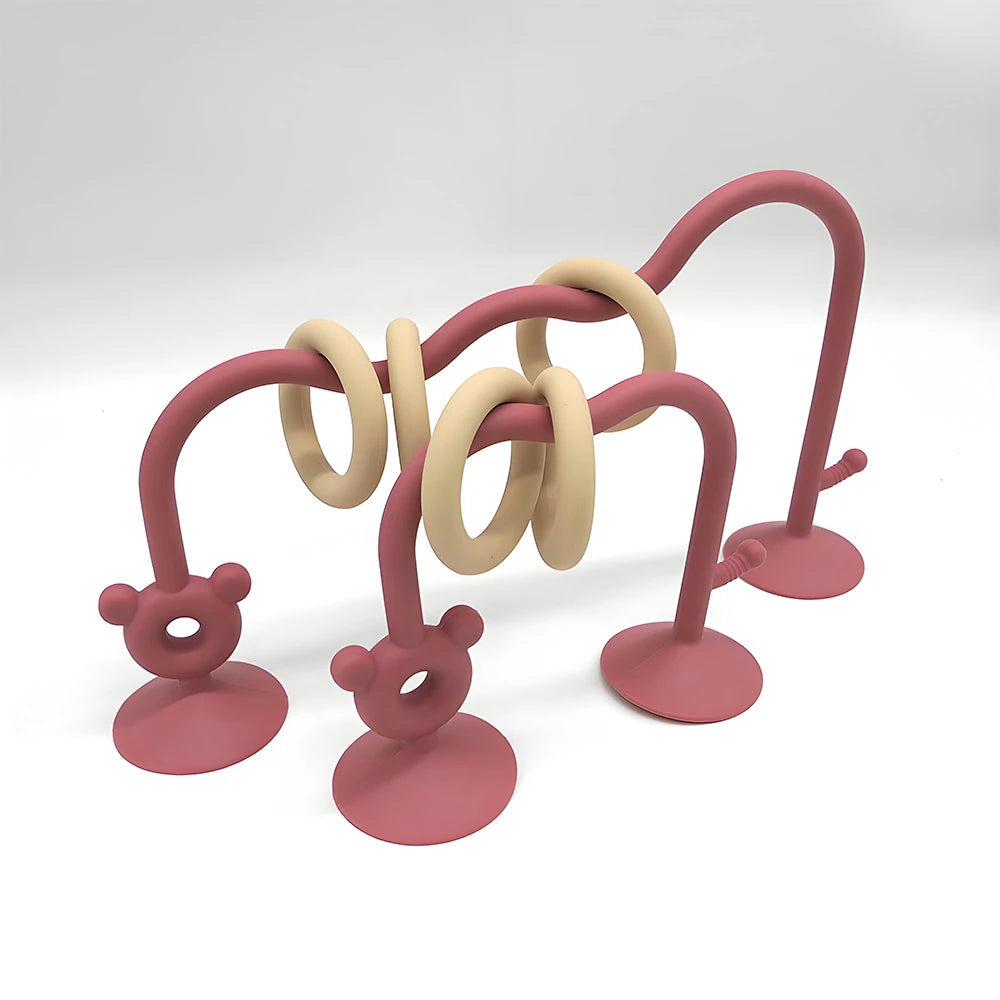 Silicone Children's Silicone Desktop Toys Bead Wrap Baby Early Learning Puzzle Game Toys Highchair Desktop Adsorption Toys Purest Peak