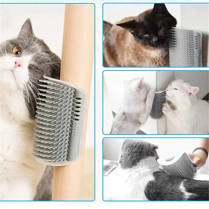 Cat Corner Brush Comb Massager for Cat Arch Plastic Scratcher Remove Hair Comb Grooming with Catnip Cat Self Cleaning Cat Supply Econic Blanks
