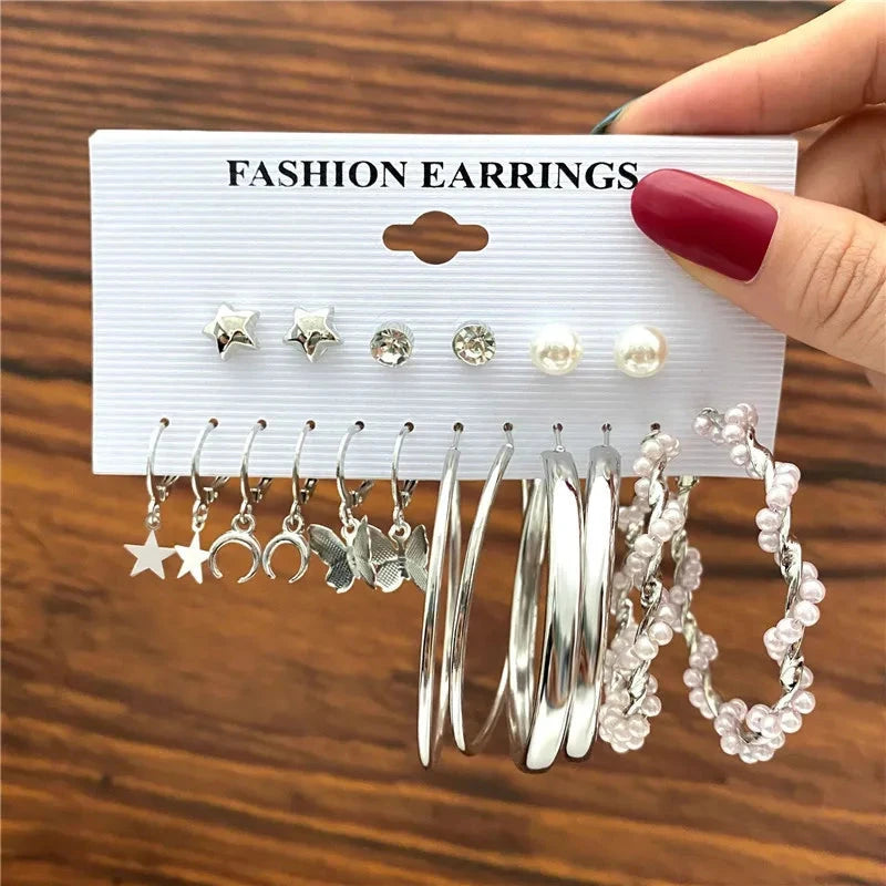 Modyle Gold Color Dangle Earrings Set Butterfly Acrylic Hollow Drop Earrings for Women Heart Hoop Earring Fashion Jewelry Gifts Econic Blanks