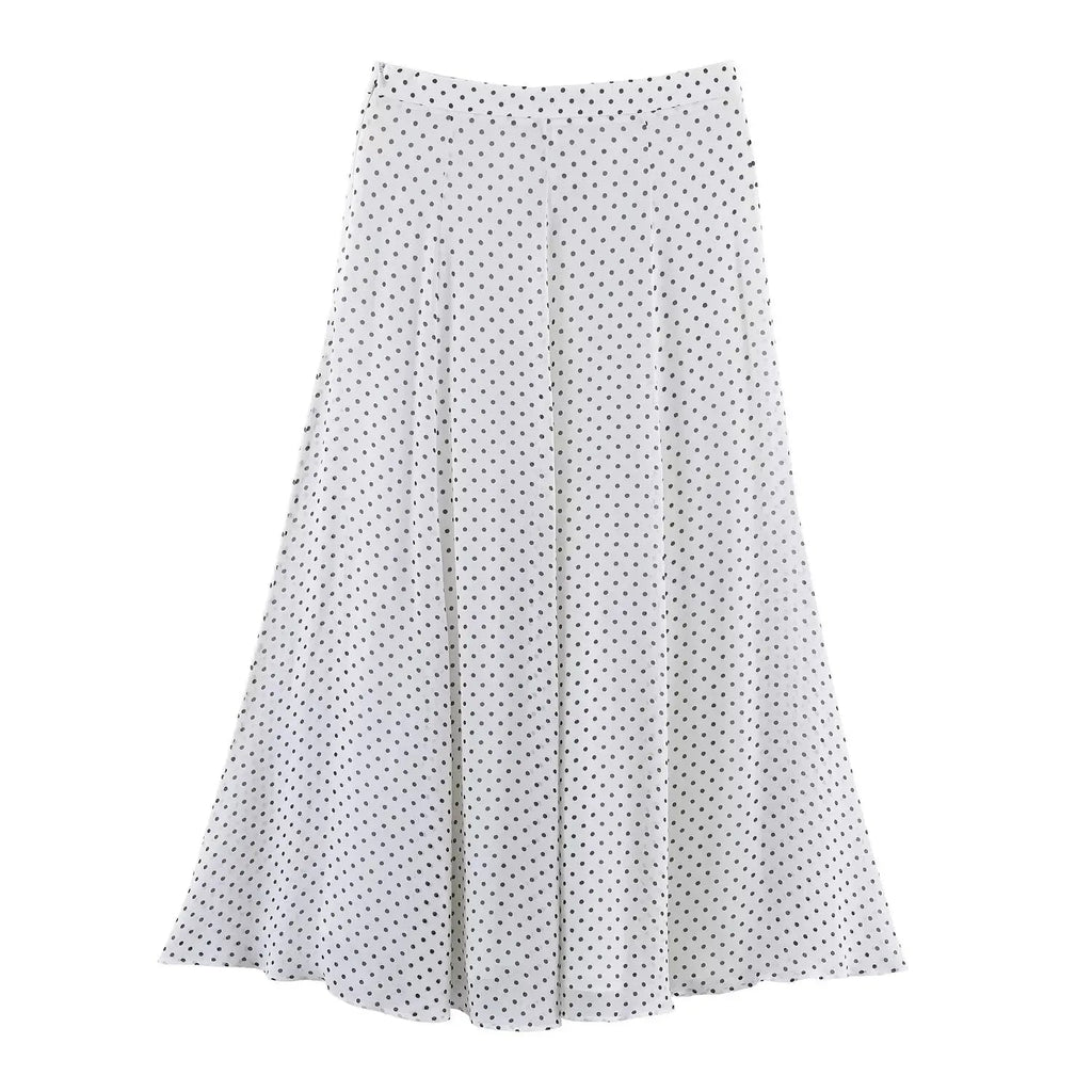 Polka Dot Printed Midi Skirts Two Piece Sets for Women 2025 Summer Chic Bow Tied Blouse Top Suits Woman 2 Piece Outfits Quick Pick Grocers