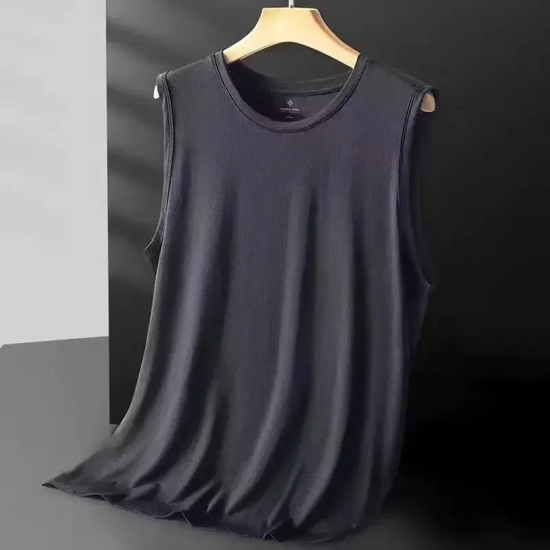 Men's Ice Silk Mesh Vest Lightweight Sports Summer Wear Sleeveless T-shirt Tank Top Casual Fashion Outerwear Quick Pick Grocers
