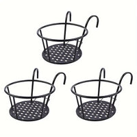 One pack of 1/2/3 iron art hanging flower pots with hanging hooks, metal plant planting hanging basket, detachable, for balcony Quick Pick Grocers