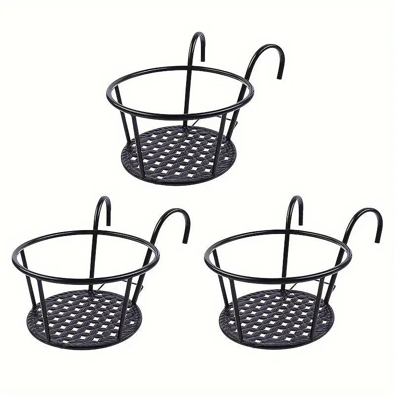 One pack of 1/2/3 iron art hanging flower pots with hanging hooks, metal plant planting hanging basket, detachable, for balcony Quick Pick Grocers