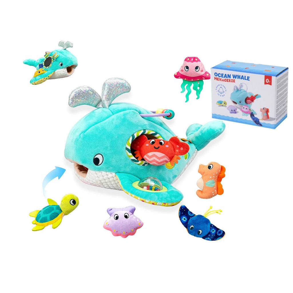 Baby Toys 6-12 Months Soft Baby Beehive with 5 Sensory Bee Rattle Mirror Crinkle Squeaker Busy Montessori Soft Toy for Toddlers Purest Peak