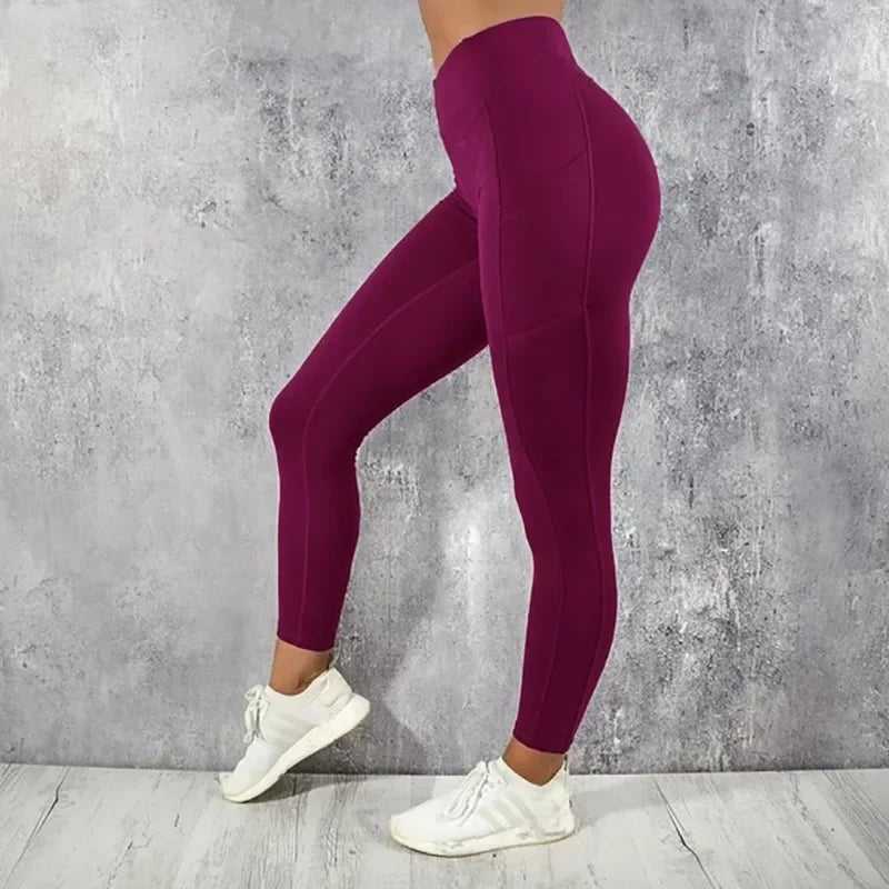 Yoga Fitness Women Leggings High Waist Tights with Pocket Gym Workout Running Stretchy Sexy Butt Liftting Casual Skinny Pants Quick Pick Grocers