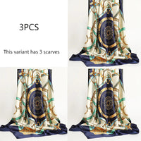 Handkerchiefs Hair Silk Scarf 90*90cm Print Satin Big Square Silk Scarves Shawls for Women Luxury Brand Designer Hijab Headband Quick Pick Grocers