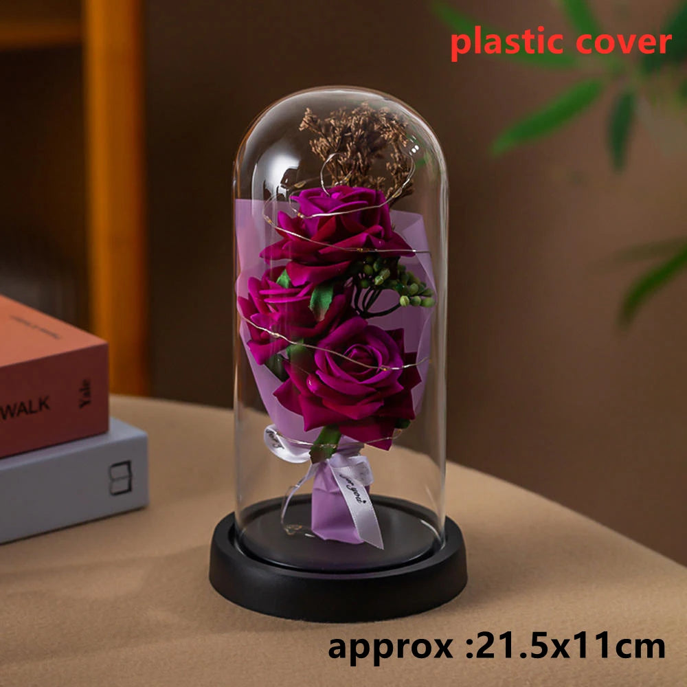 LED Galaxy Three Rose Artificial Flowers, Wedding Decoration, Creative Valentine'S Day and Mother'S Day Gift without Battery 1Pc Quick Pick Grocers