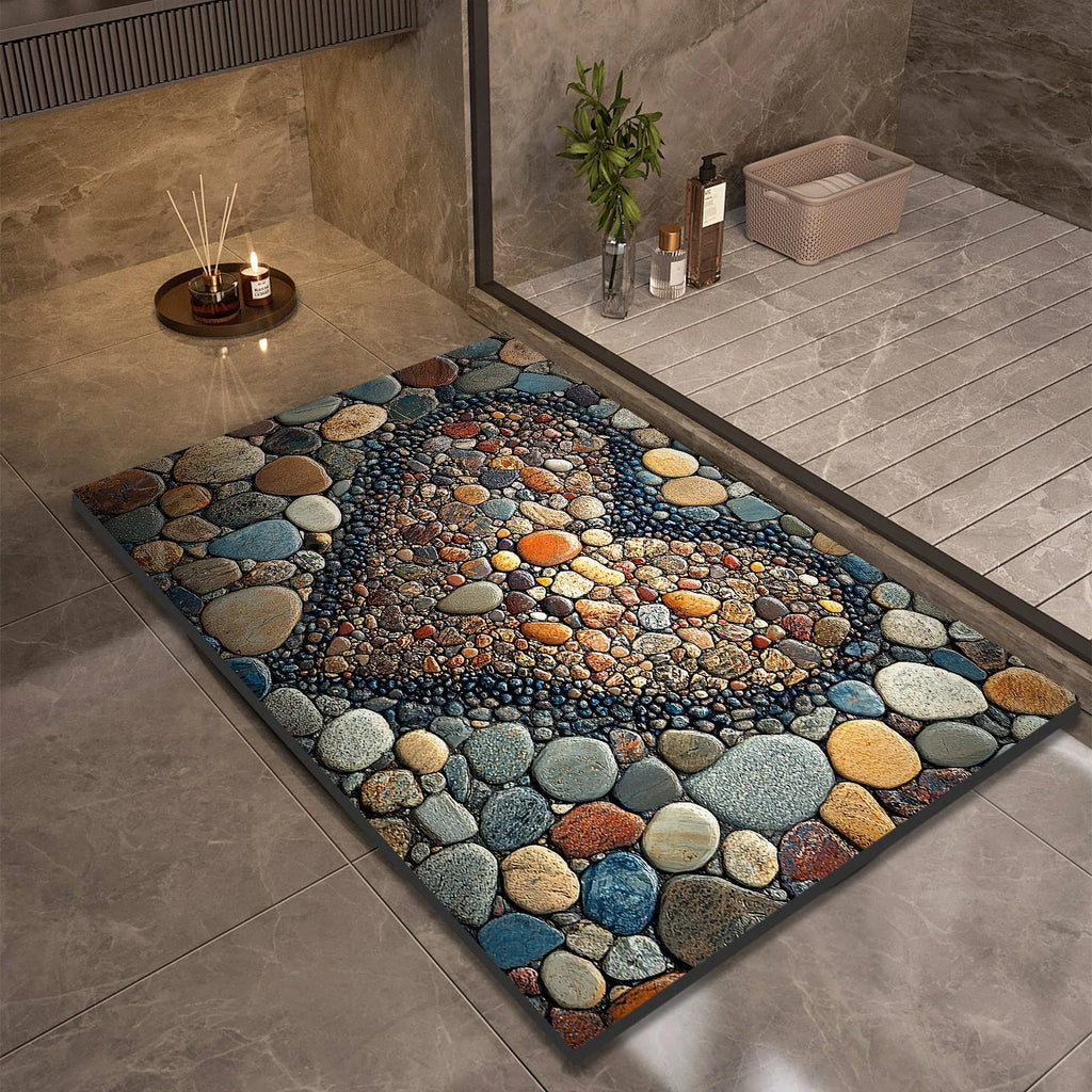 Stone Design Diatomite Bath Mat Bathroom Non-slip Shower Foot Mats Absorbent Quick Dry Toilet Rugs Carpet Doormat Washable Quick Pick Grocers