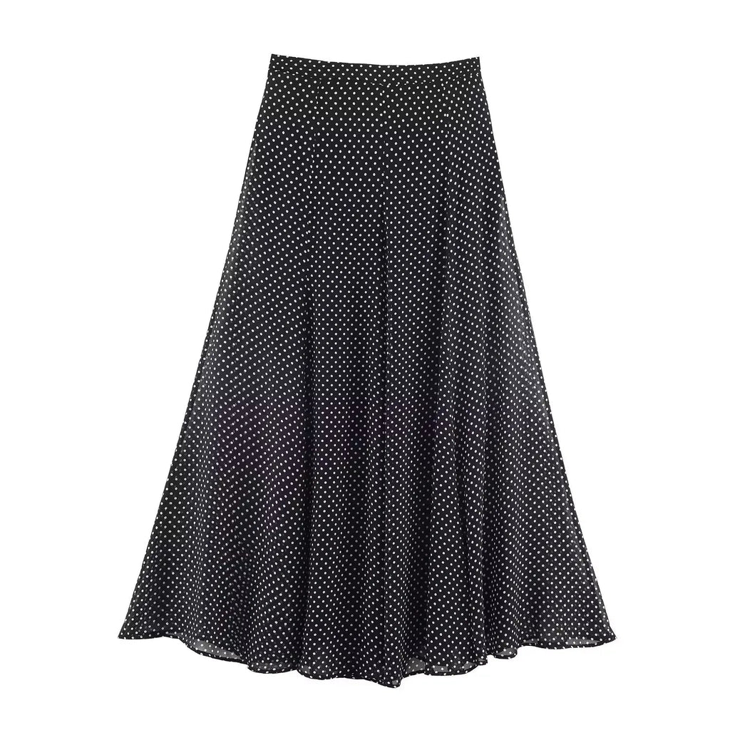 Polka Dot Printed Midi Skirts Two Piece Sets for Women 2025 Summer Chic Bow Tied Blouse Top Suits Woman 2 Piece Outfits Quick Pick Grocers