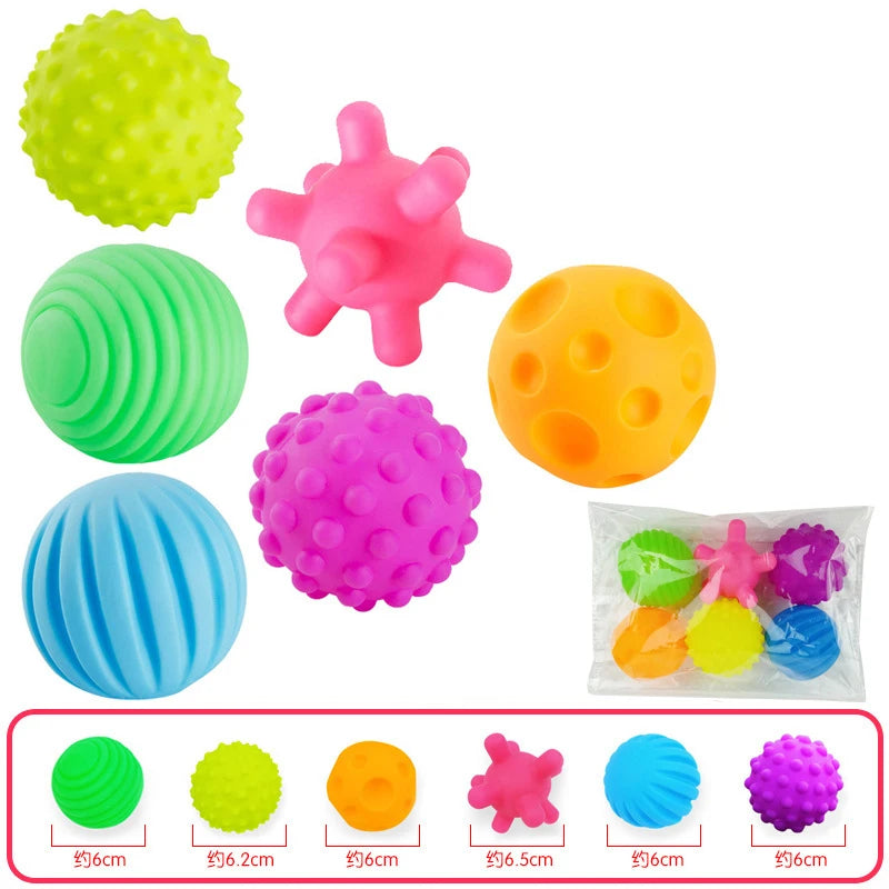6Pcs Textured Multi Ball Set Develop Tactile Senses Toy Baby Touch Hand Ball Toys Training Ball Massage Soft Balls Kids Gifts Purest Peak