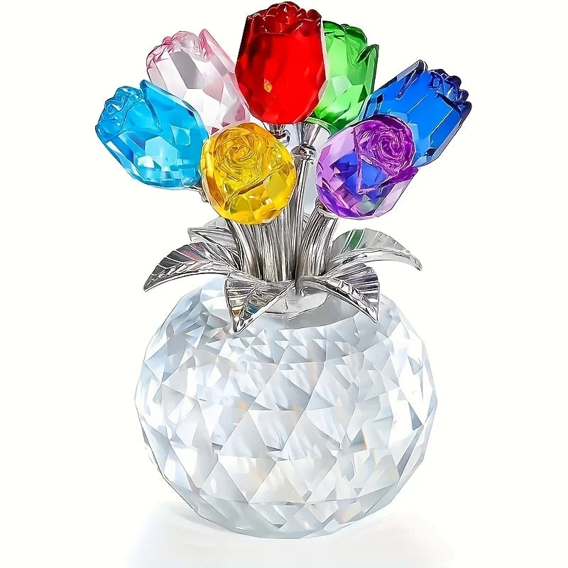 Colourful Rose Bouquet - For Anniversary, Mother's Day, Valentine's Day Crystal Rose Bouquet - Eternal Rose Decorative Gift Quick Pick Grocers