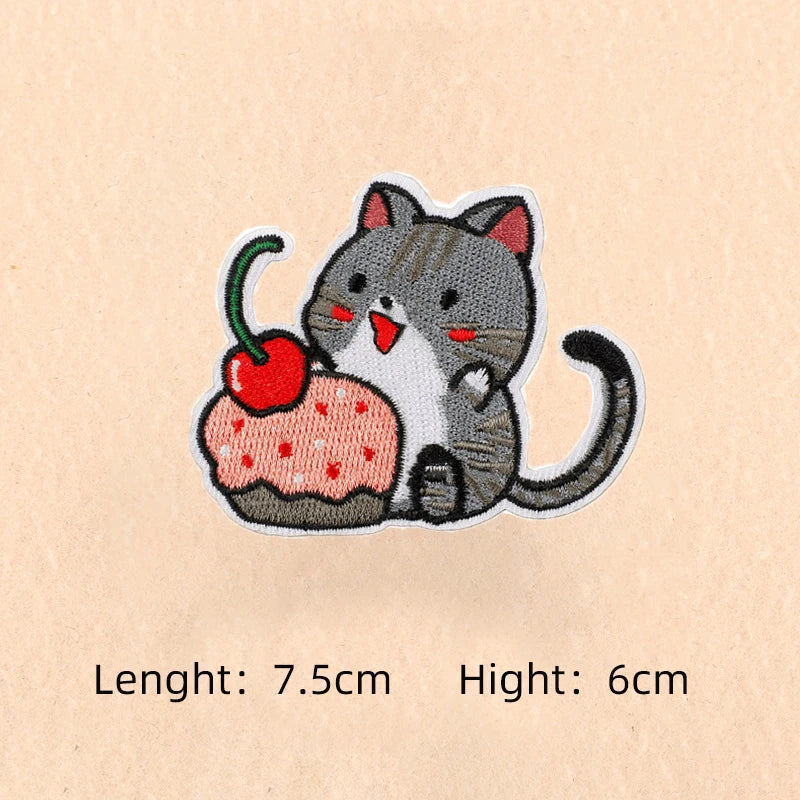 Cute Cartoon Cat patch Embroidery Patches on clothes Children's clothing Animal Interesting Embroidery Accessories Iron patch Quick Pick Grocers