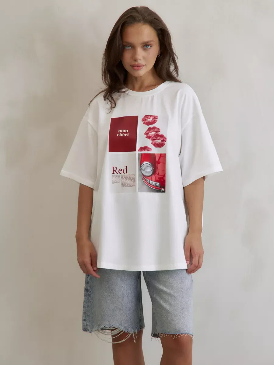 European American Hot Girl American Y2K Design Printed T-shirt Summer Women Ins Pure Cotton High Street Retro Short-sleeved Top Quick Pick Grocers