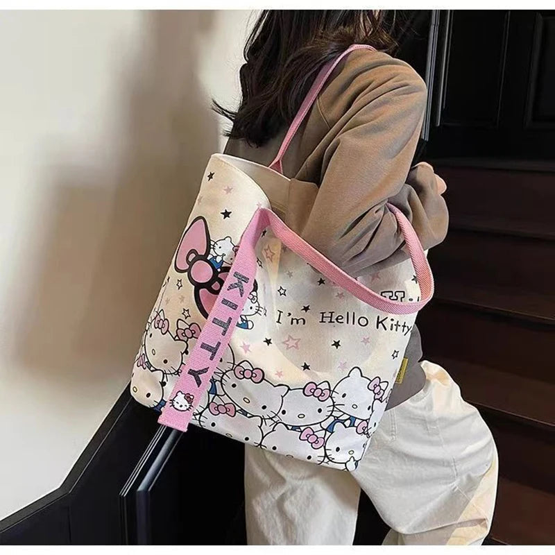Sanrio Hello Kitty Large Capacity Shoulder Bag Cartoon Kt Cat Handbag Y2K Backpack Schoolbag Holiday Birthday Halloween Gifts Quick Pick Grocers