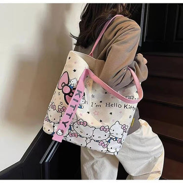 Sanrio Hello Kitty Large Capacity Shoulder Bag Cartoon Kt Cat Handbag Y2K Backpack Schoolbag Holiday Birthday Halloween Gifts Quick Pick Grocers