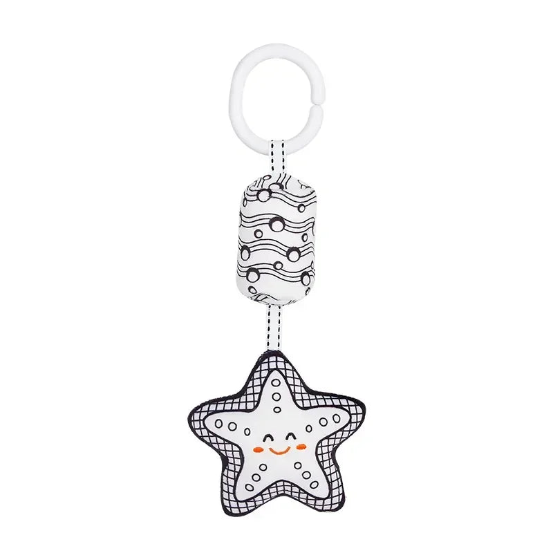 Stroller Bed Hanging Bell Plush Doll Baby Infant Rattles Newborn Black White Visual Grab Ability Training Toys игрушки для детей Purest Peak