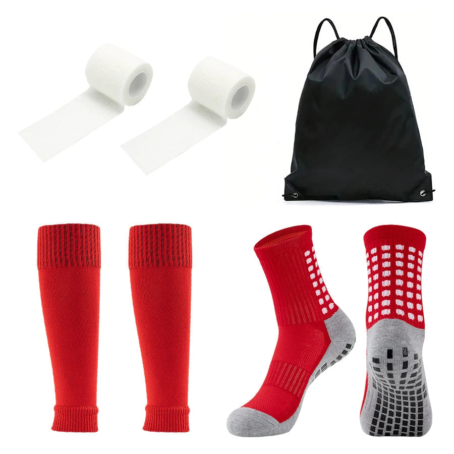 4PCS Set Non-Slip Viscose Football Socks with Drawstring Bag for Men & Women Outdoor Sports Running Basketball Leg Bandage Quick Pick Grocers