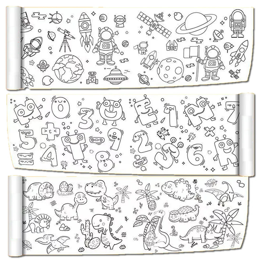 90cm Animal Canvas Children's Drawing Roll DIY Coloring Paper Roll Color Filling Graffiti Paper-cut Painting Educational School Quick Pick Grocers