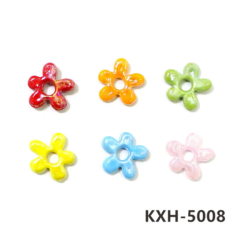 6pcs Irregular Shape Cute Mini Glass Flower Ornament Christmas Wedding Party Decor Supplies DIY Girl Jewelry Pendant Accessories Quick Pick Grocers