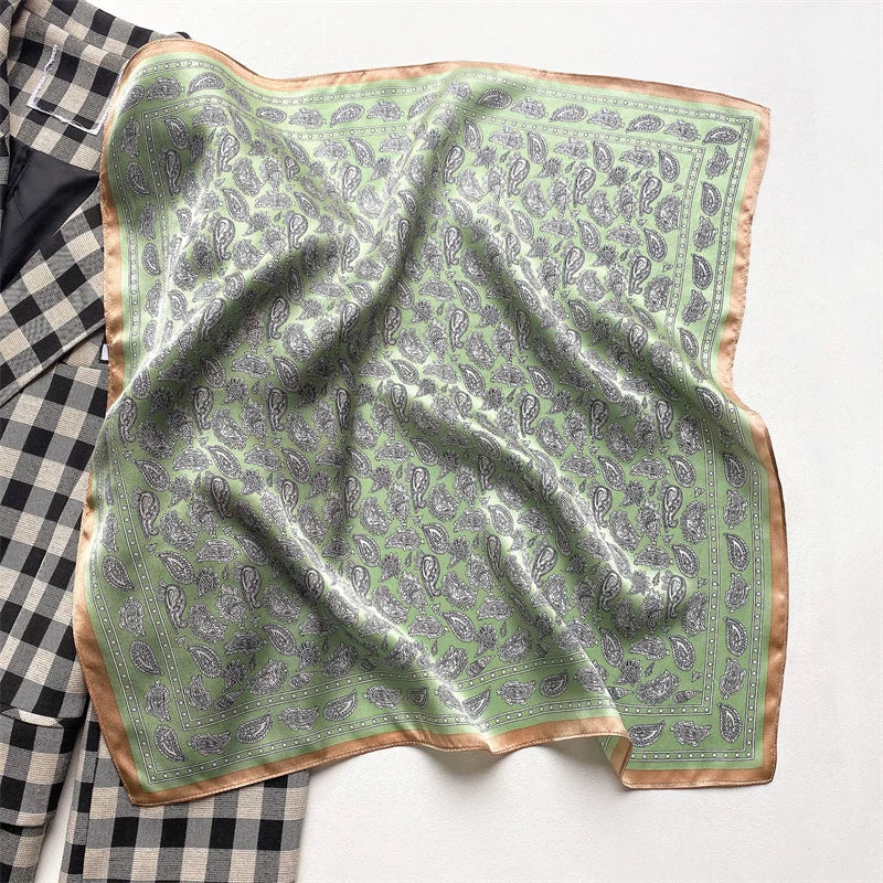 2025 Fashion 100% Real Silk Scarf 53cm Square Bandelet Women's Silk Temperament Small Scarf Neck Decorative Wrap Printed Scarves Quick Pick Grocers