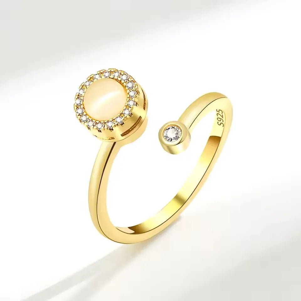 VENTFILLE 925 Sterling Silver Sunflower Diamond Zircon Rotatable Ring For Women Gift Relieve Stress Ring Jewelry Wholesale Quick Pick Grocers