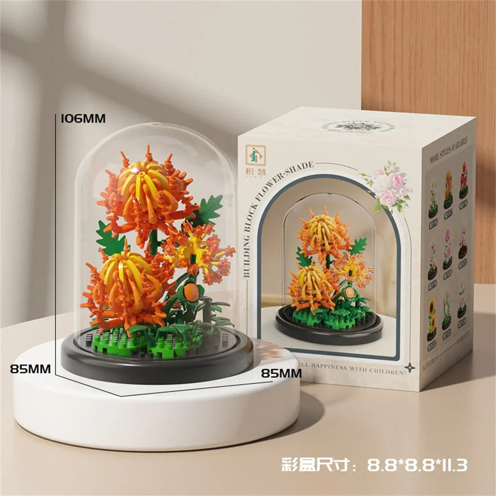 Eternal Flower Bouquet Bonsai Potted Plant Micro Building Blocks Model Home Decoration Puzzle Toys Kids Birthday Christmas Gifts Purest Peak Salt