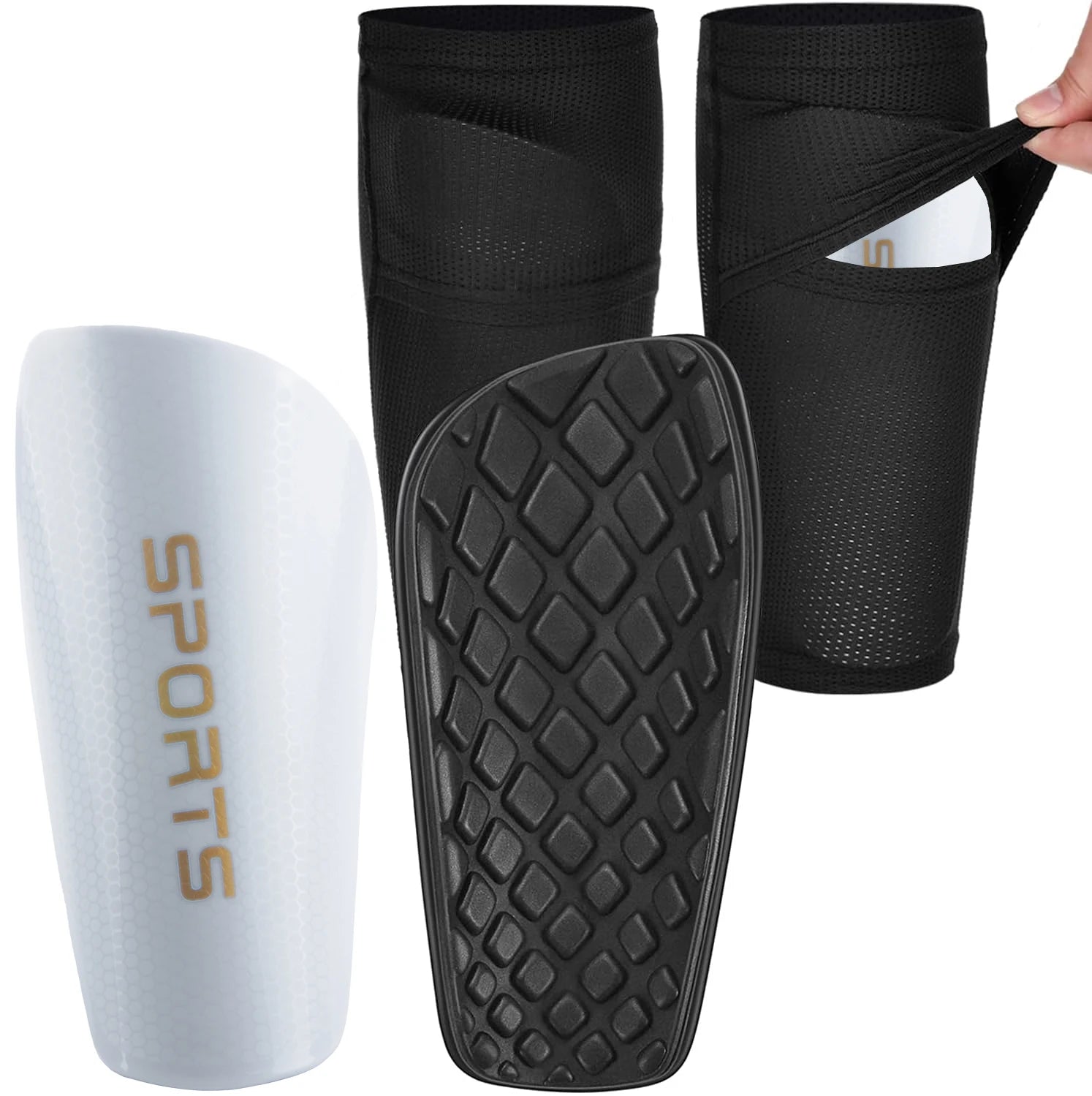 Sanke 1 Pair Soccer Football Shin Guard Teens Socks Pads Professional Shields Legging Shinguards Sleeves Protective Gear Quick Pick Grocers