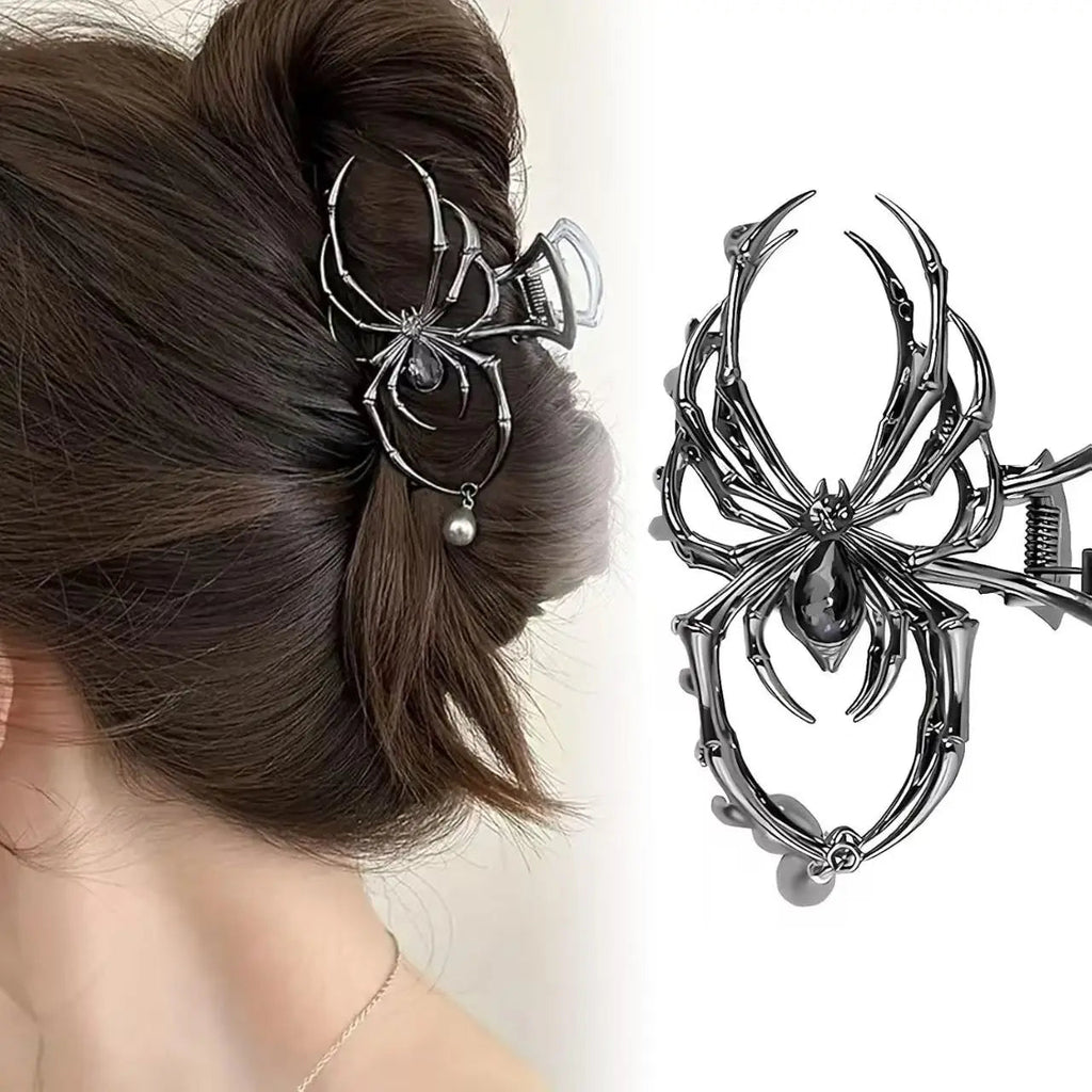 Women's Y2K Sweet Personalized Hair Clip Rhinestone Imitation Pearl Alloy Metal Skull Spider Claw Design for Daily Use Quick Pick Grocers