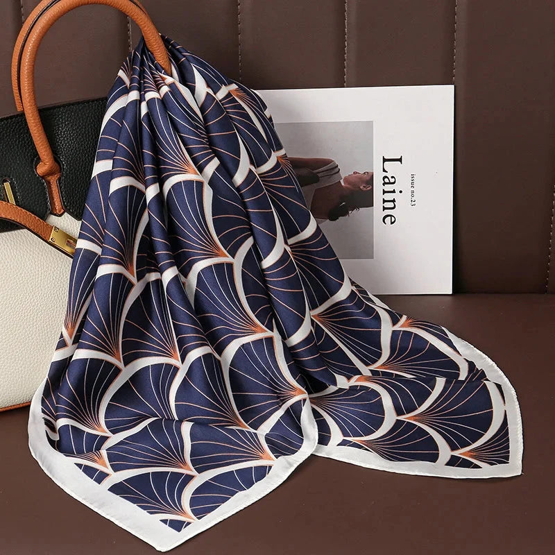 Luxury Print Satin Silk Square Scarf for Women Shawl Hijab Neckerchief Female Hair Ribbon Headband Fashion Wrap Bandana 2023 New Econic Blanks