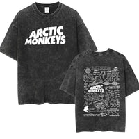 Retro Rock Arctic Monkeys Music Album Graphic T-Shrit Men's Vintage Washed Oversized Short Sleeve T Shirt Y2k Hip Hop Streetwear Quick Pick Grocers