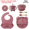 Baby Feeding Plate Sets Suction Bowl Silicone Plate For Kids 6Pcs Children Tableware Personalized Name Dinner Dishes Cups Spoon Purest Peak