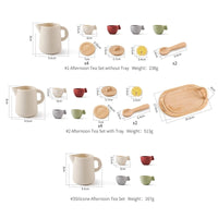 Wooden Children Montessori Toy Teapot Teacup Simulation Kitchen Utensil  BPA Free Silicone Kid Education Pretend Play Toy Gift Purest Peak