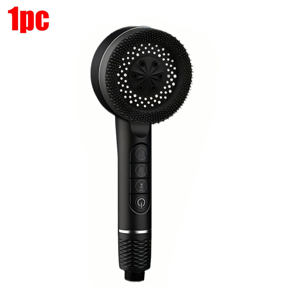 4 Modes Self-cleaning Shower Head with Silicone Brush One-Key Stop Water Massage High Pressure ABS Showerhead with Filter Quick Pick Grocers